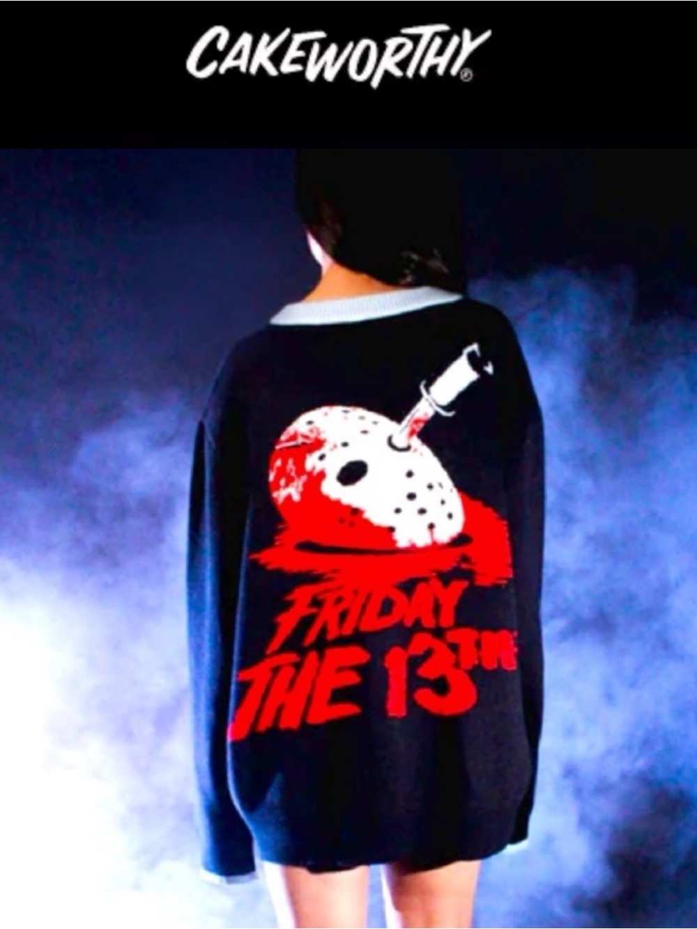 CAKEWORTHY X BOX LUNCH FRIDAY THE 13TH JASON VOORHEES HORROR KNIT MASK CARDIGAN